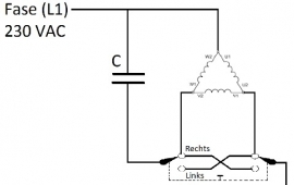 AC motor condensator aansluiting